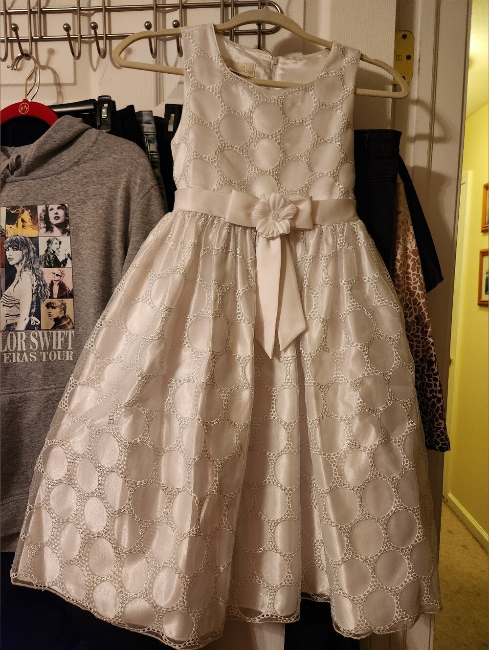 American Princess, Girls' Ivory Party Dress with Bow, sz 10